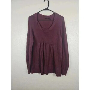Daisy Fuentes Burgundy V Neck Empire Waist Womens Tops Size Large